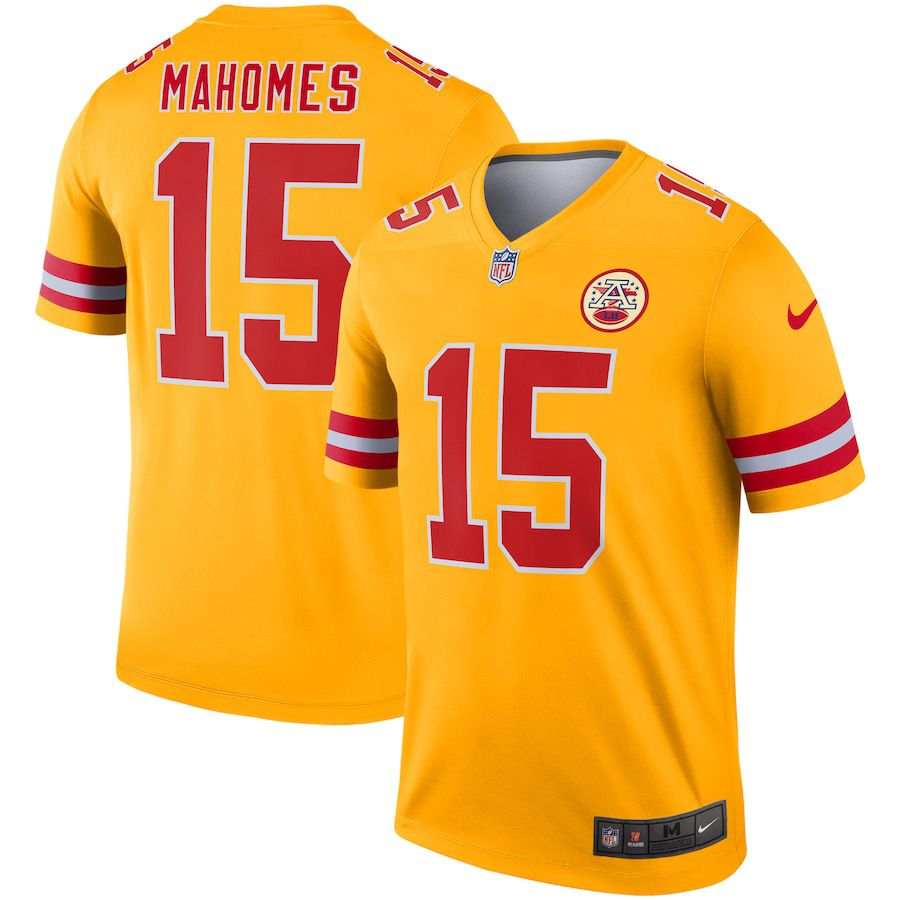 Men Kansas City Chiefs #15 Patrick Mahomes Nike Gold Inverted Legend NFL Jersey